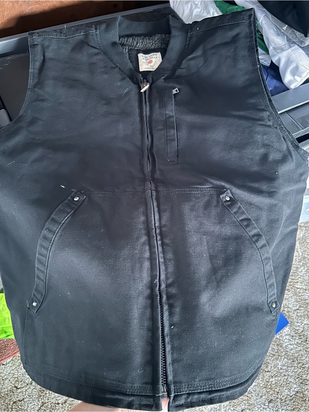 Ruff Hewn Black Sherpa-Lined Zip Vest